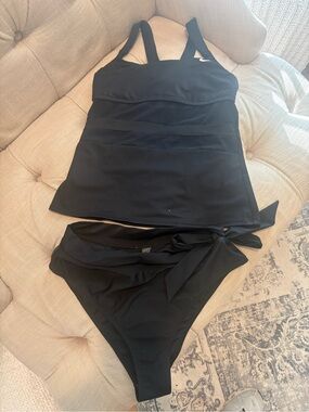 Nike Black Tankini Set with Side Tie Bikini Bottom